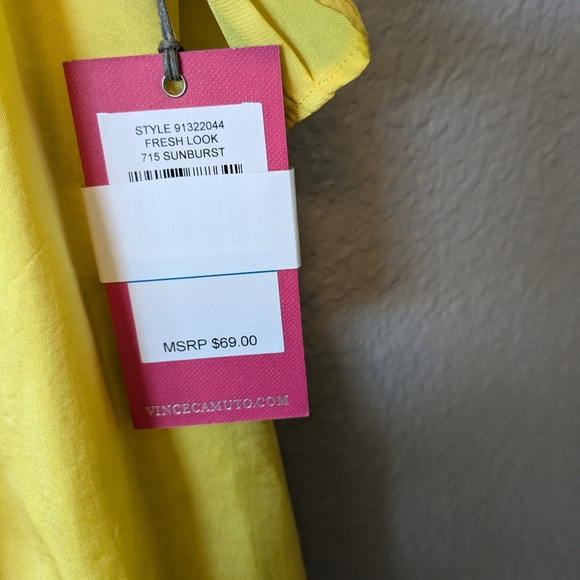 NWT Vince Camuto Bright Yellow Ruffled Sleeve Blouse Top Sz. L - Picture 6 of 9
